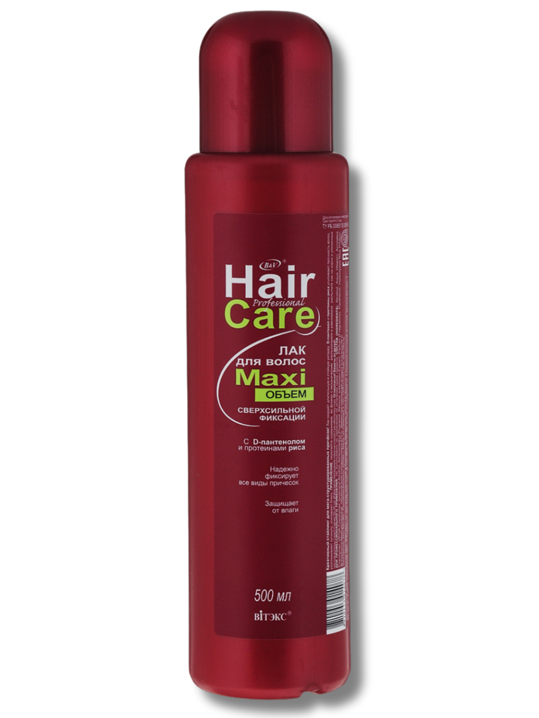 Лак для волос МАXI объём сверхсильной фиксации с D-пантенолом и протеинами риса 500 мл